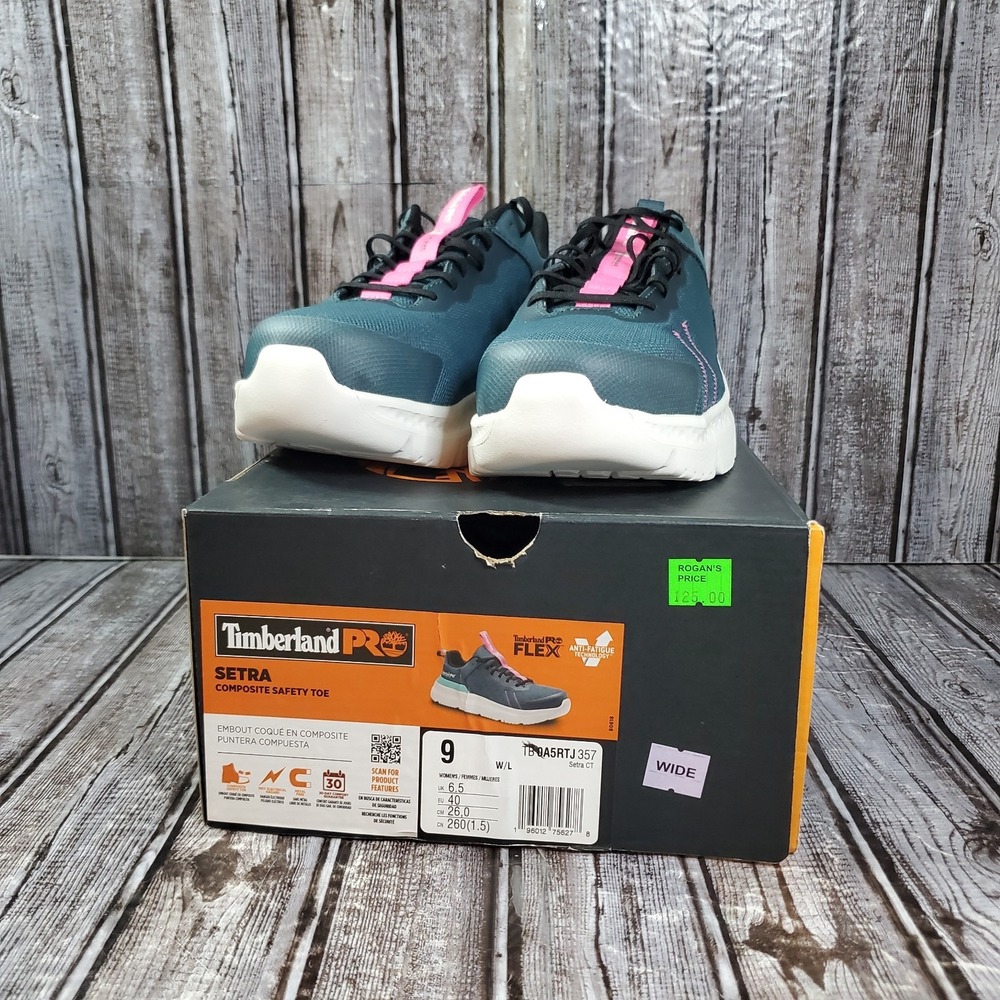 Timberland PRO Womem's Setra Composite Safety Toe Work Shoes Teal Pink Size 9W